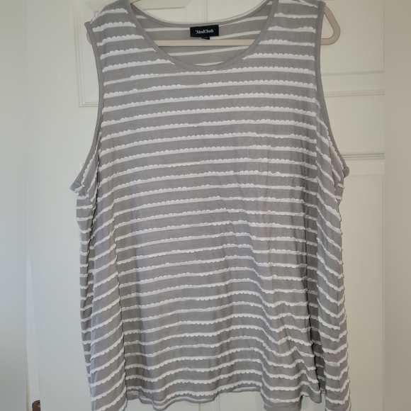 Modcloth Womens Top Plus Size 4XL Sleeveless Gray White Striped Scoop Neck - Picture 1 of 5